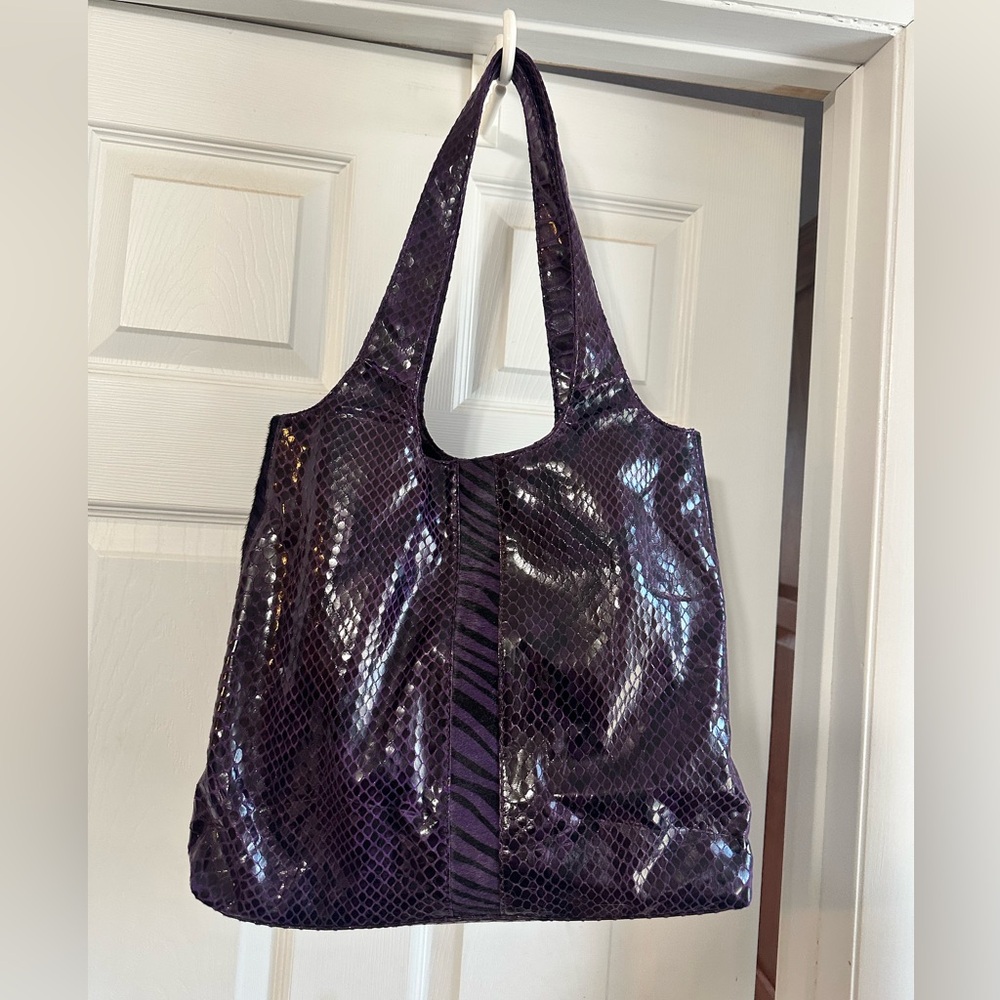 Sharif large purple snakeskin tote, excellent condition